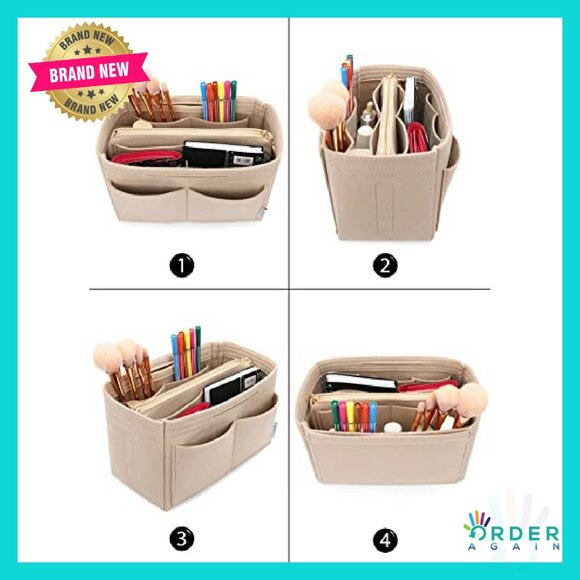 Felt Purse Organizer Insert Zipper Tote Shaper Speedy Neverfull Fit - Picture 5 of 8